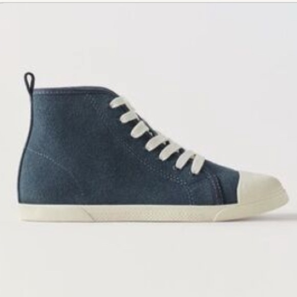 NWT Zara Leather High Tops Sneakers - Picture 1 of 5